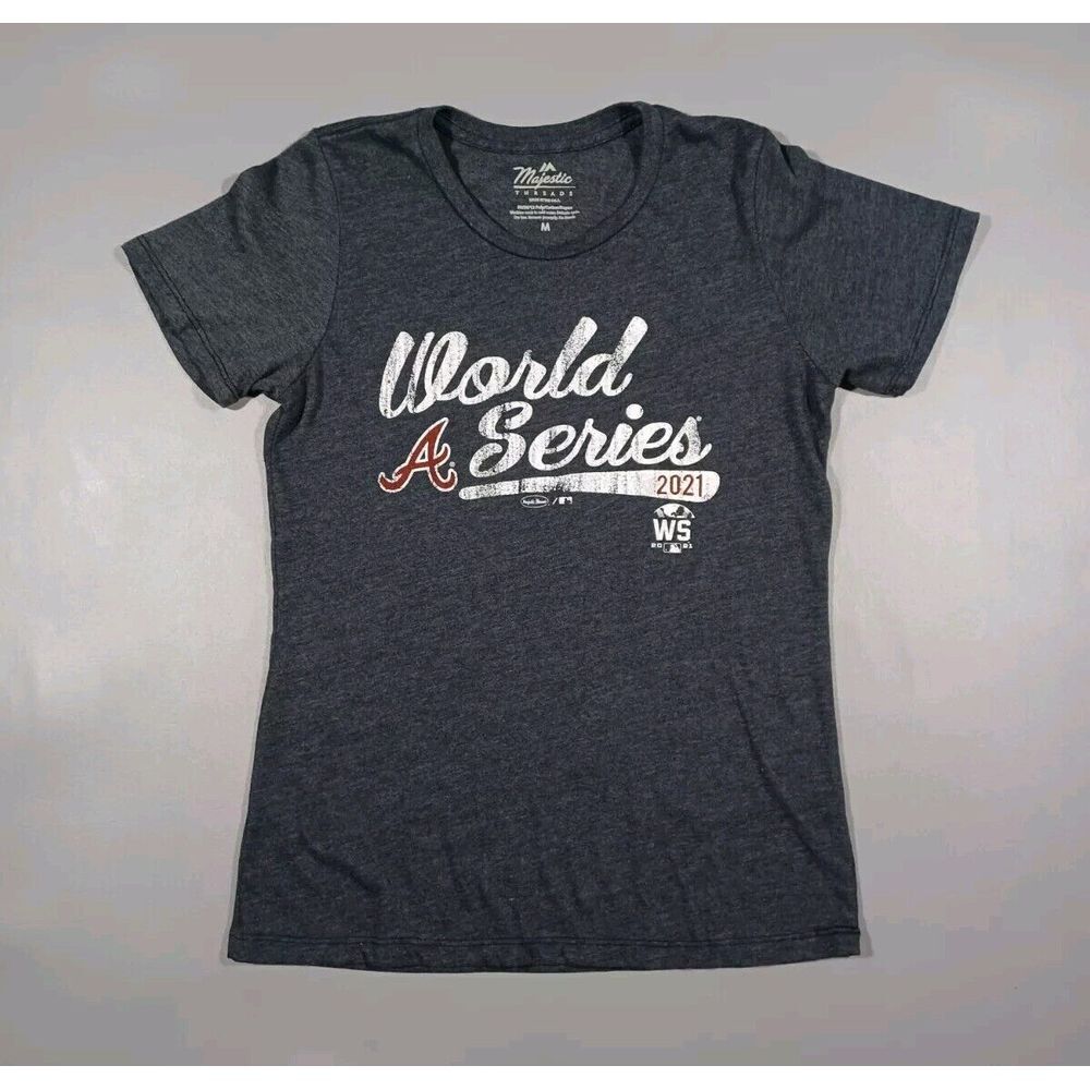 Atlanta Braves Shirt Womens M Blue‎ 2021 World Series Majestic Threads